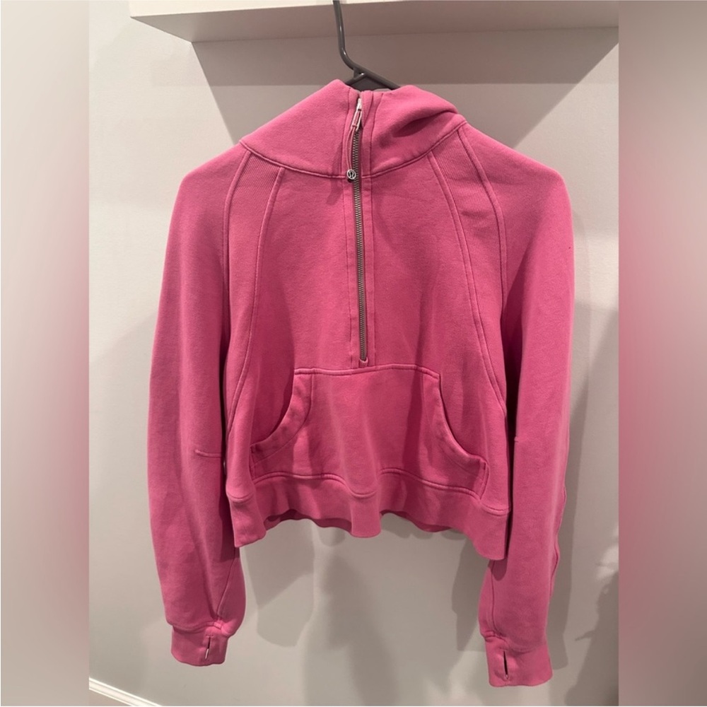 lululemon athletica scuba half zip hoodie - pink blossom - size XS/S